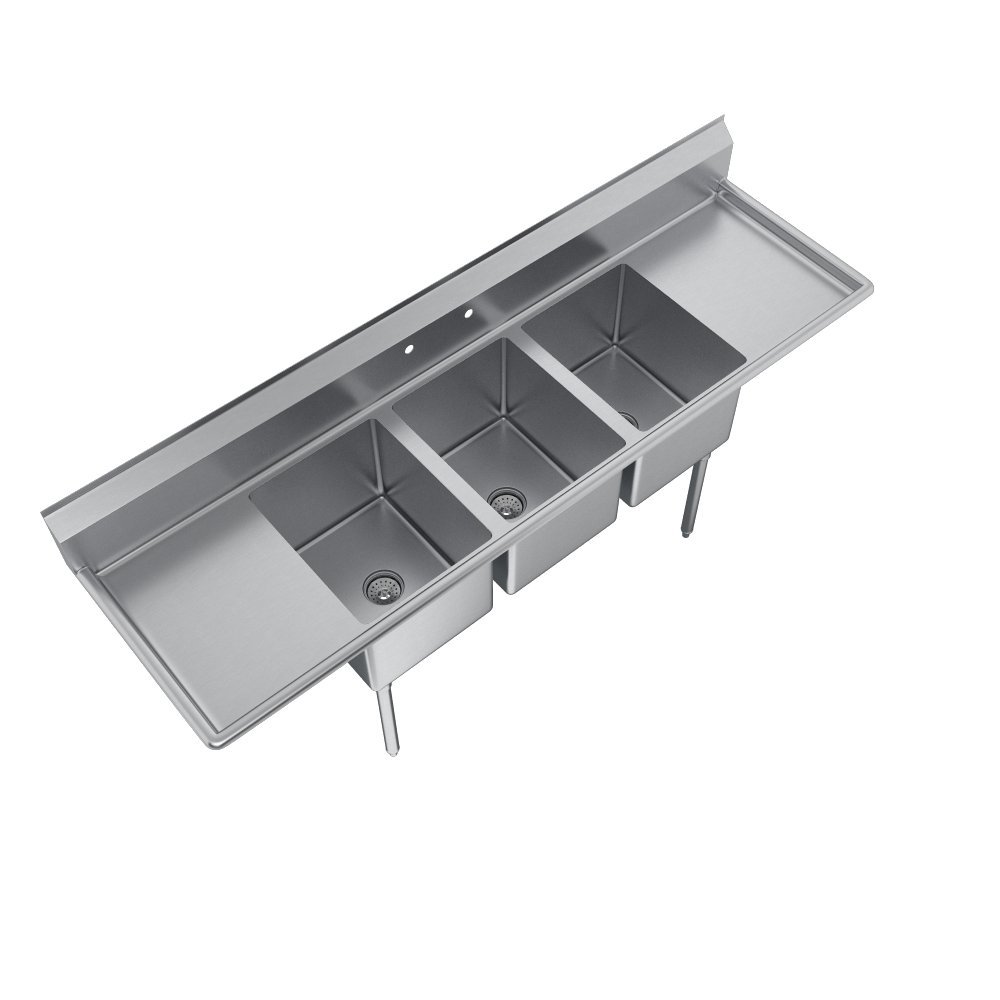 10.75 Backsplash Elkay Foodservice 3 Compartment Sink Adjustable Feet