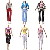 Buytra 6 Pack Doll Accessories Handmade Fashion Shorts Pants Vest Outfit Clothes for Barbie Doll Girls' Birthday Gift