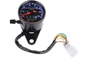 Motorcycle Odometer, LED Backlight 12 V Motorcycle Dual Tachometer Odometer Speedometer Gauge Kit Cafe Racer