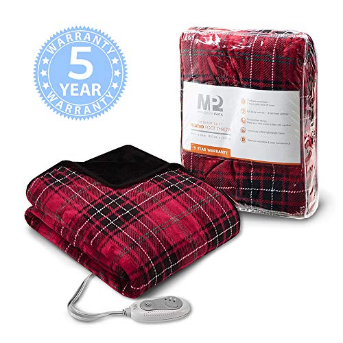 MP2 Heated Throw Blanket with Foot Pocket Plush Heated Blanket with
