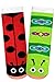 Funky Friends Mismatched Socks Kids Box - Ladybug and Caterpillar, Dragon and Unicorn, Dolphin and Fish Ages 4-8