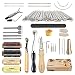 Leather Tools SIMPZIA 52 pcs Leather Kit with Stitching Groover, Prong Punch and Leather Working Saddle Making Stamps Tools Set for DIY Leathercraft