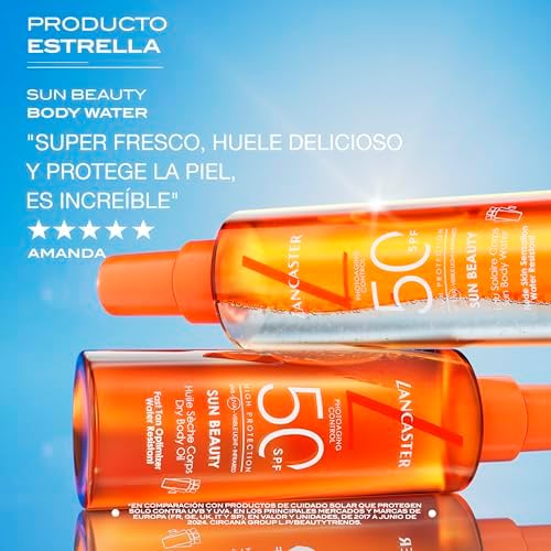 Protetor solar Lancaster Sun Beauty Body Dry Oil SPF50, com complexo ativador de bronzeado, tecnologia Full LightTM para proteção solar de espectro muito amplo