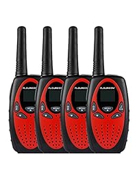 FLOUREO, pack de 4 Walkie Talkies de 22 canales. Radios bidireccionales de mano con alcance de 3000 m (máx. 5000 m en campo abierto), UHF, largo alcance, Rojo