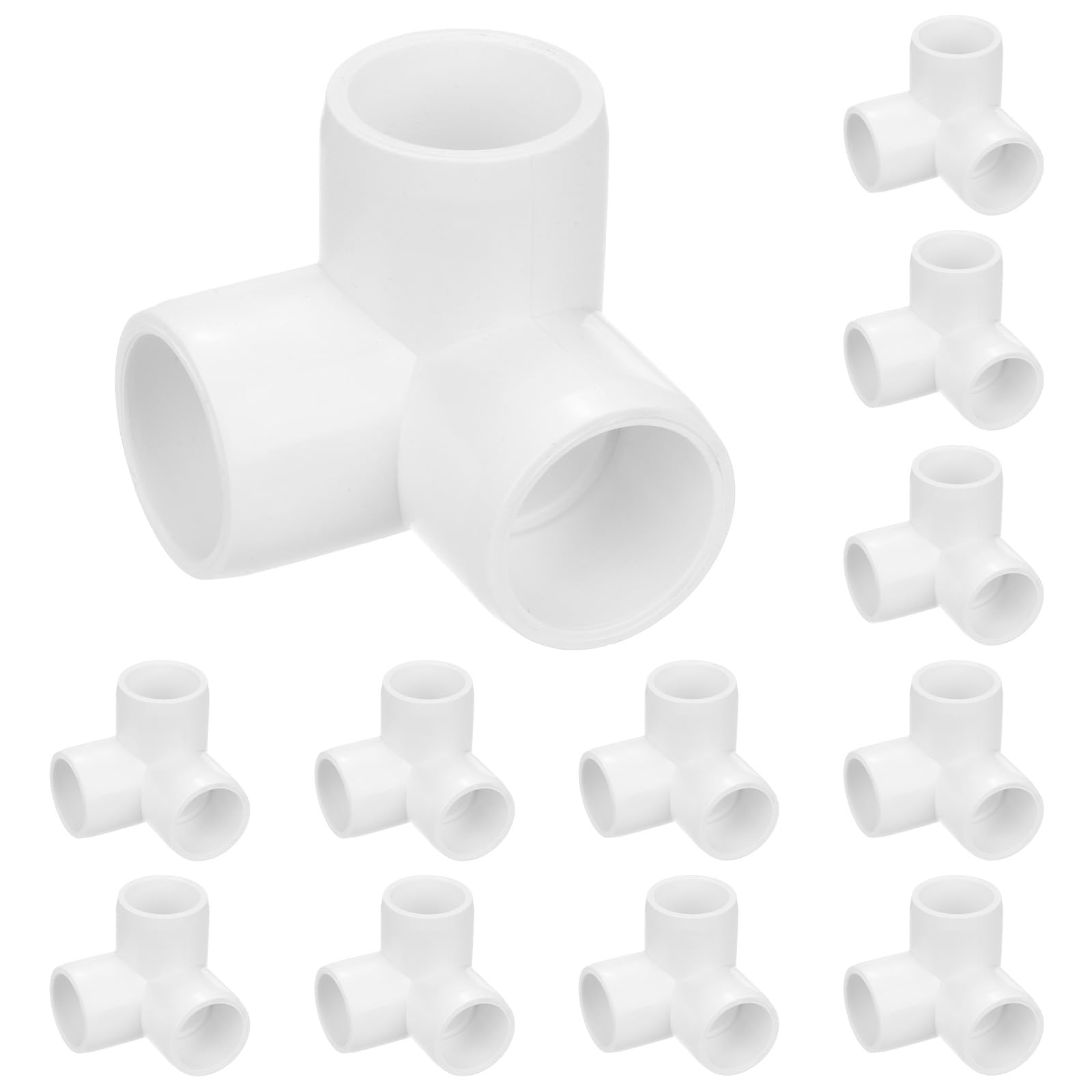 M METERXITY 12-Pack PVC Fittings, 1/2 Inch PVC Pipe Connectors 3-Way for Building Furniture/Greenhouse/Shed Pipe Fittings/Tent Connection, Furniture Build Grade PVC Elbow [White]