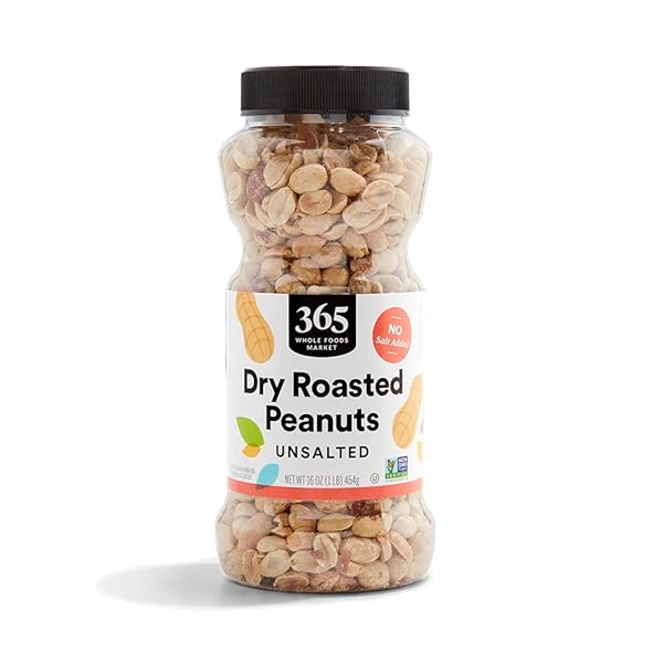 365 BY WHOLE FOODS MARKET, DRY ROASTED AND UNSALTED PEANUTS, 16 OUNCE