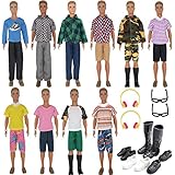ZTWEDEN 32Pcs Doll Clothes and Accessories for 12 Inch Boy Dolls Include 20 Different Wear Clothes Shirt Jeans Beach Shorts 4 Pairs of Shoes, Glasses, Earphones for 12' Boy Doll