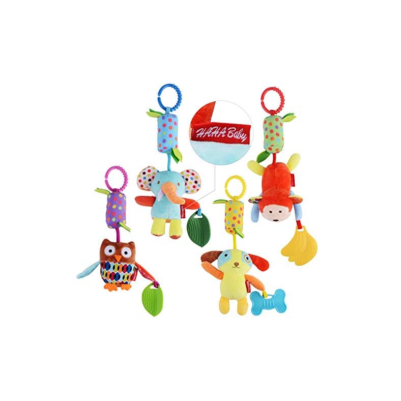 HAHA Baby Toys for 0 3 6 9 to 12 Months, Soft Hanging Crinkle Squeaky Sensory Learning Toy Infant Newborn Stroller Car…