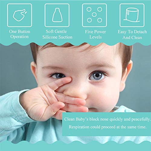 Baby Nasal Aspirator Pulison Electric Nose Cleaner with USB Cable Silicone Suction Nozzle Safe Hygienic for Newborns and Toddlers, USB Charging, Green