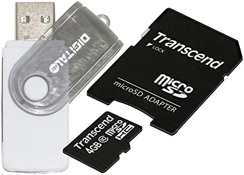 DigitalEtc 4GB Transcend Class 10 Micro SD Card with Adapter and 9-in-1 High-Speed USB Card Reader Set