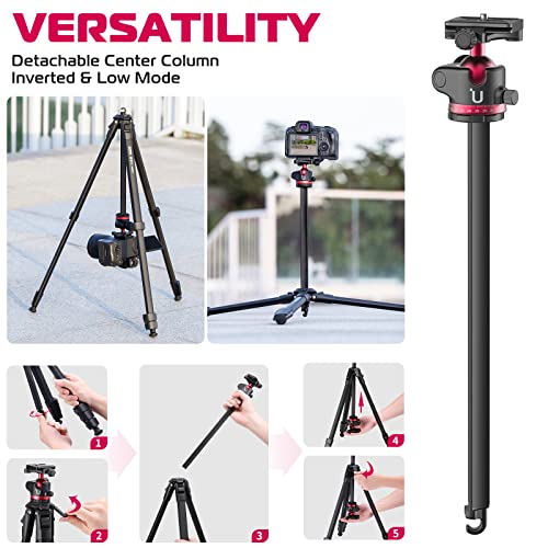 Ulanzi MT-55 Ombra Photography Travel Tripod for Mirrorless DSLR Smartphone | Aluminum Alloy | Arca Swiss Plate Ball Head | Phone Mount | 1.1kg - 158cm