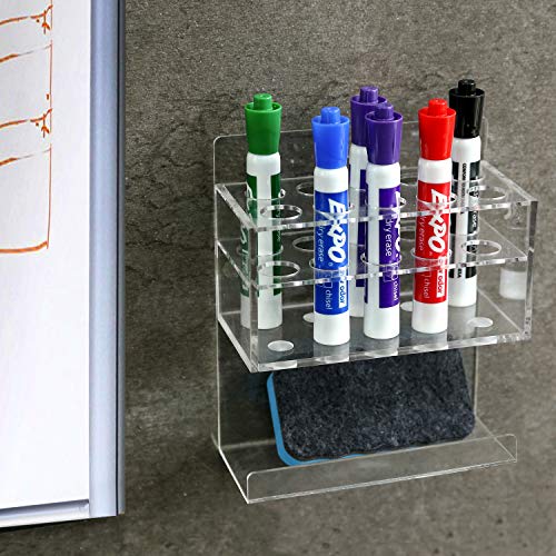MyGift Wall Mounted Clear Acrylic Dry Erase Whiteboard Marker Holder