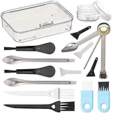 FANVA Black Cleaning Kit with 3 in 1 Tool and Storage Box - 4 Scrapers, 6 Brushes (3 Types), 2 Spoons, Plastic Jar