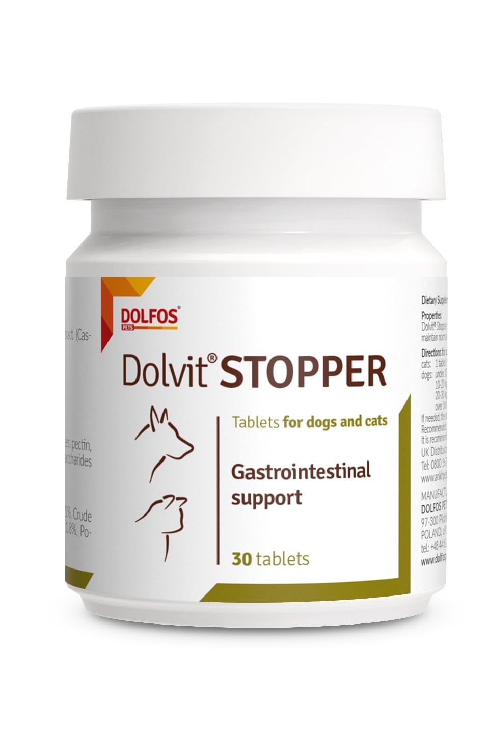 Dolvit Stopper 30 tablets Gastrointestinal Support for Cats Dogs