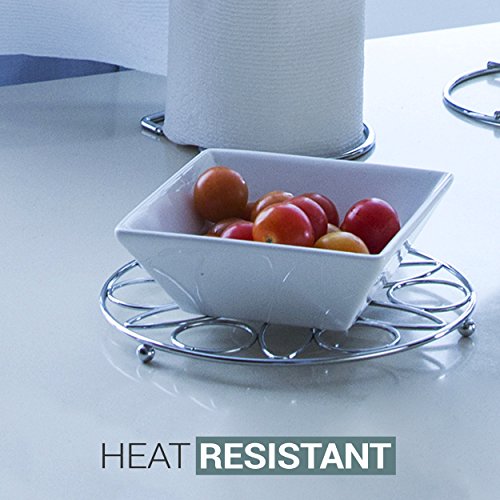 Kitchen Set 6pc | Fruit Basket, Banana Holder, Utensil Holder, Napkin Holder, Trivet & Paper Towel Dispenser - Double Coated Chrome Finish Collection for Countertop Table Decor | Heat Resistant Tool - Thumbnail 5