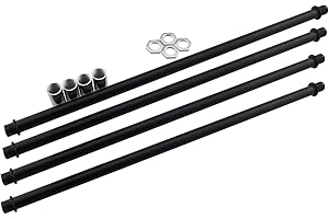 ZCZQC 4pcs 300mm Black Straight Pipe Lamp Stem Kit with Coupling Lamp Rod (4pcs 12" Lamp Rod, 4pcs Couplers, 4pcs Locknuts)
