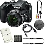 Nikon COOLPIX B500 16MP 40x Optical Zoom Digital Camera Bundle includes Camera, 4 AA Rechargeable Batteries + Charger MH-73, Cables and More (Black)