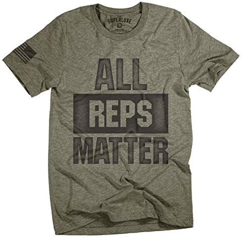 Superluxe Clothing Mens All Reps Matter American Flag Lifting Workout T-Shirt