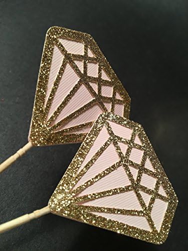 Gold + Pink Diamond Cupcake Toppers / Donut Toppers / Cheese Toppers / Food Toppers! Perfect for Bridal Shower, Weddings, and your important events!