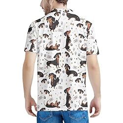 HUGS IDEA Dachshund Paws Print Short Sleeve Shirts