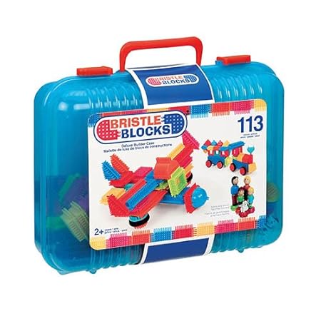 Bristle Blocks 113 Piece Deluxe Builder case with Family and Animal Figurines
