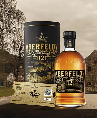 Aberfeldy 12 Jahre Highland Scotch Single Malt Whisky, 40% Vol., 700 ml, inkl. Golden Ticket, in edler Geschenkbox. Eichenfass gereift mit Noten von Honig, Früchten, Gewürzen & einem Hauch Rauch 2
