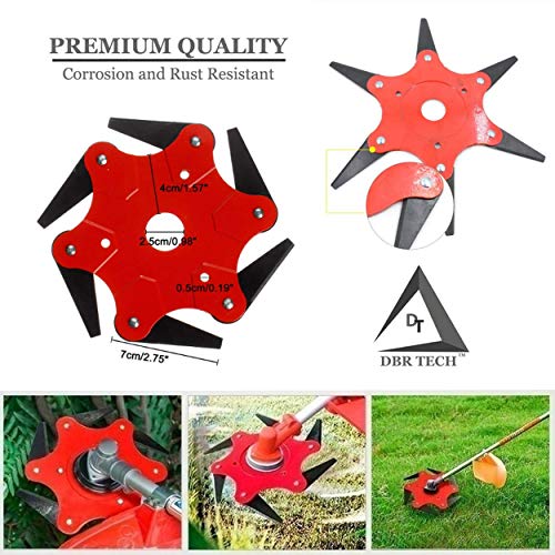 DBR Tech Trimmer Head for Grass - Professional Weed Cutter with 6 Steel Blades - Outdoor Cutting Tool Used for Garden, Patio, and Lawn - Replacement Razor Kit with Superior Power and Control
