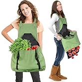 Osznmmg Gardening Apron with Pockets Gardening Apron for Harvesting Waterproof Adjustable Apron for Garden Mother's Day Gift