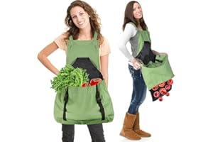 Osznmmg Gardening Apron with Pockets Gardening Apron for Harvesting Waterproof Adjustable Apron for Garden Mother's Day Gift