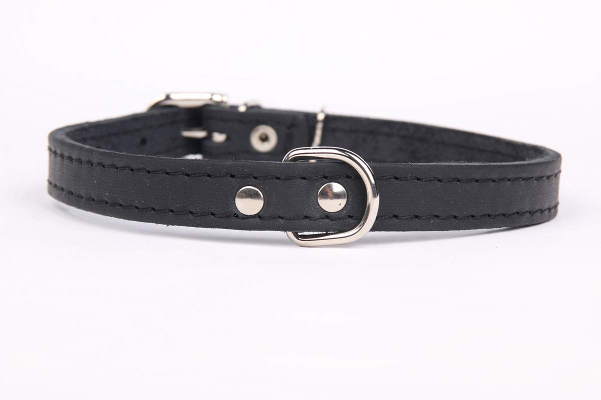 HOGACA Exclusive Soft Genuine Leather Dog Collar 908 2.0 cm Wide x 55 cm Black Neck Circumference 40-50 cm