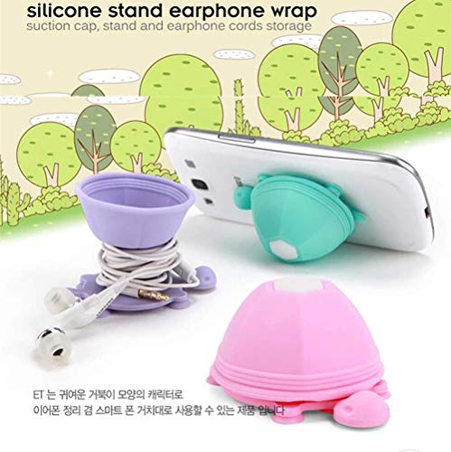 Silicone Turtle Earbuds Tangle-Free Organizer Multifunction Earphone Holder Cute Headphone Accessories Headset Storage Wrap Winder Cord Manager Cable Hang Case (Pink)