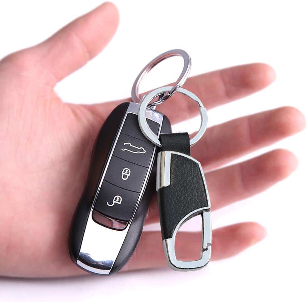 SourceTon 4 Packs Stainless Steel Key Chain with Leather, Premium Heavy Duty Car Home Office Keychain with Ring for Men and Women - Image 5