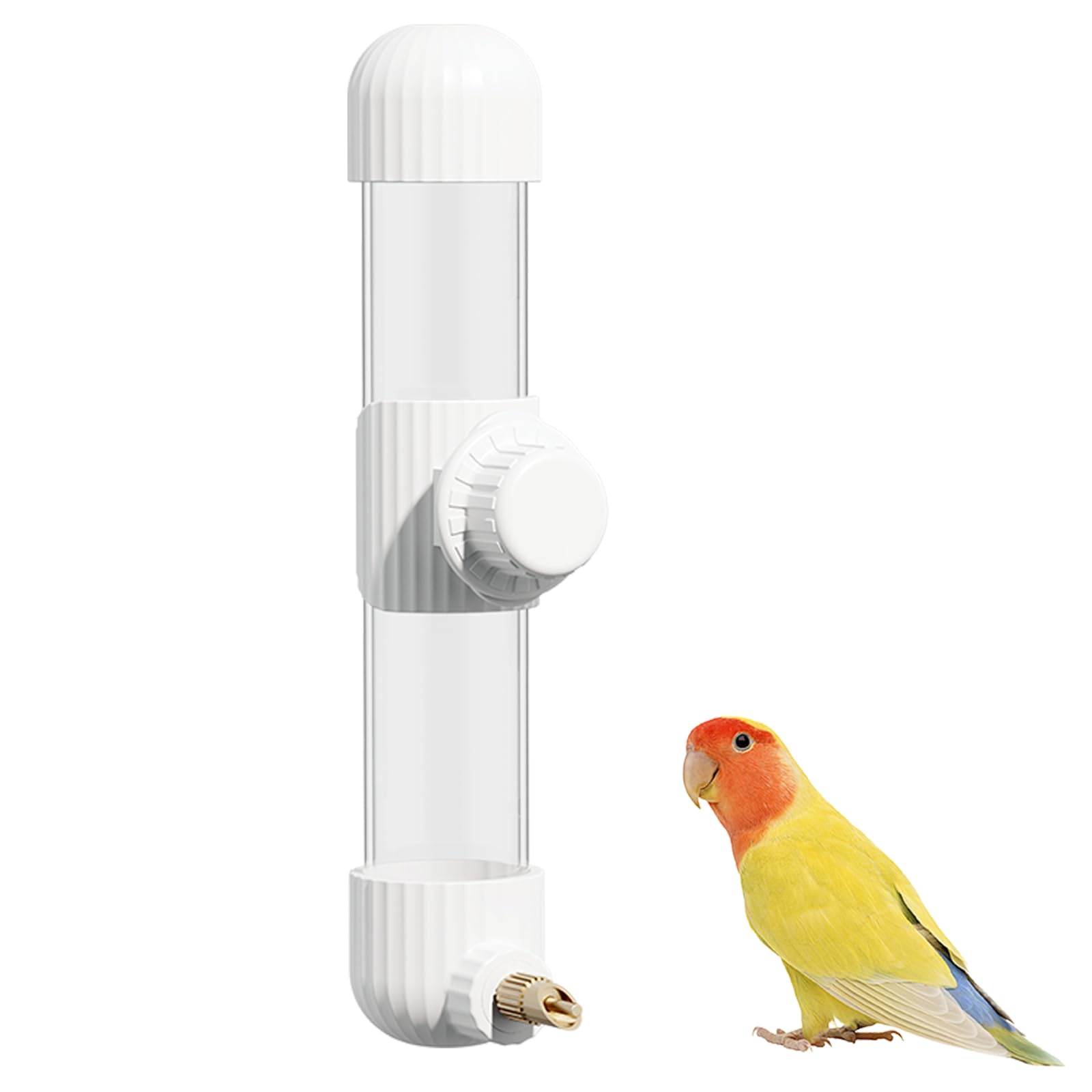 Photo 1 of 9.4 Fl Oz Bird Water Feeder No Mess Bird Cage Suspended Automatic Water Dispenser Parakeet Cockatiel Finch Lovebirds Budgies Canary (White, 9.4 fl oz (280ml))