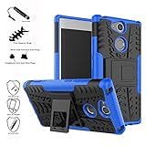 Sony Xperia XA2 Case,Mama Mouth Shockproof Heavy Duty Combo Hybrid Rugged Dual Layer Grip Cover with Kickstand for Sony Xperia XA2 5.2 Inch 2018 (with 4 in 1 Packaged),Blue