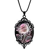 Gothic Crow Necklace for Women Vintage Cross Cameo Rose Pendant Necklace Punk Victorian Glass Choker Halloween Gothic Dark Style Jewelry for Men Women