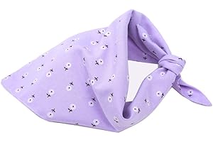 Vedem Adjustable Dog Cotton Bandana Pet Plaid Triangle Bibs Scarf for Christmas, Birthday, Wedding and Party (S, Floral- Purple)