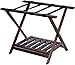 Amazon Basics Rectangular Wooden Folding Suitcase Luggage Rack Stand with Shelf, Espresso
