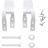 Canomo Universal White Plastic Toilet Seat Hinges Replacement with Bolts Screw and Nuts for Toilet Seats Lids, 1 Pair