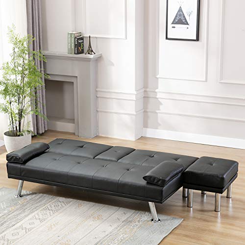 Bonzy Home Sofa Bed Air Leather Modern Convertible Folding Futon
