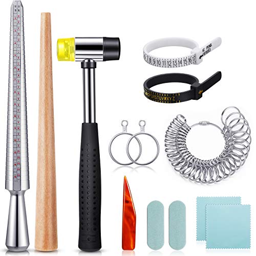 11 Pieces US UK Ring Mandrel Set, Size 113 with Half Size Ring Sizer