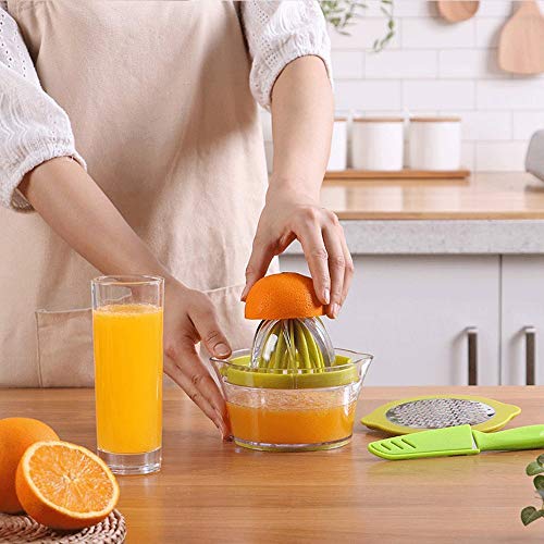 Citrus Juicer Lemon Orange Hand Juicer Lime Manual Press Juicer Squeezer 4-in-1 Non-Slip Kitchen Fruit Juicer With Garlic Grater 12oz