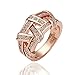 Hitaocity 18k Rose Gold Plated Rhinestone Simulated Weaves Wedding Engagement Promise Rings