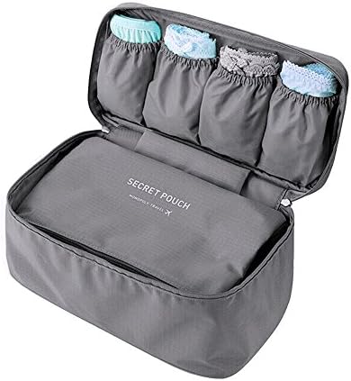 Simus-Multi-Functional Underwear Pouch Fashion Portable Bra Bag Waterproof Travel Organizer Cosmetic Make-up Bag Toilet Bag Kit Handbag Luggage Storage for Men and Women (Gray)
