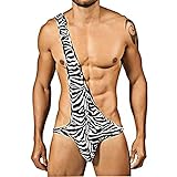 Zmart Men's Sexy Stretchy Zebra Striped Lingerie Thong Mankini Bodysuit Underwear