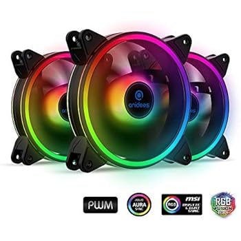 anidees AI Tesseract Duo 120mm 3pcs RGB PWM Fan Compatible with ASUS Aura SYNC/MSI Mystic/GIGABYTE Fusion MB with 5V 3pins RGB Header, for case Fan, Cooler Fan, with Remote(AI-Tesseract-Duo)
