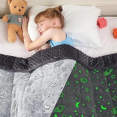 yescool Weighted Blanket 10 Pounds Weighted Lap Blanket, Glow in The Dark Star Heavy Blanket, Warm Minky Weighted Throw Blanket Gifts for 80-110lbs, 40"x60"