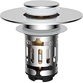 Hibbent Upgraded 3 in 1 Bathroom Sink Drain Strainer, Universal Pop Up Stopper with Removable Stainless Steel Filter Basket H