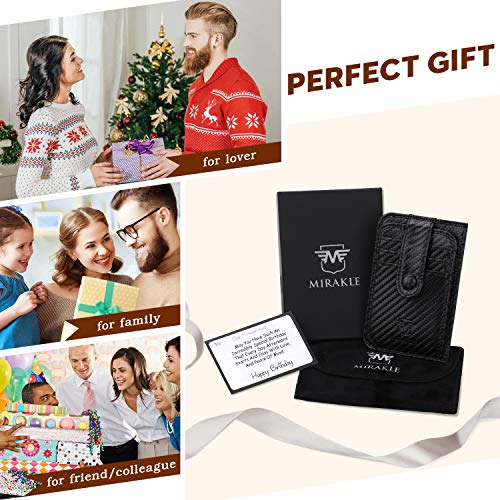 Mirakle Portafoglio Uomo Piccolo Sottile, Porta Carte Di Credit con Portamonete, Nero Mini fibra di carbonio Portafoglio con Protezione RFID Porta Tessere Slim Tascabile per Contanti Regalo