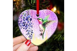 64HYDRO 2023 Christmas Ornaments, Christmas Tree Decorations - Hummingbird Flower Heart Ceramic Ornament - Best Gifts for Christmas - NNRZ3010002Z (Pack 1)