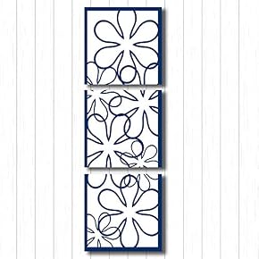 NWT Canvas Wall Art Blue Flowers Pattern Painting...